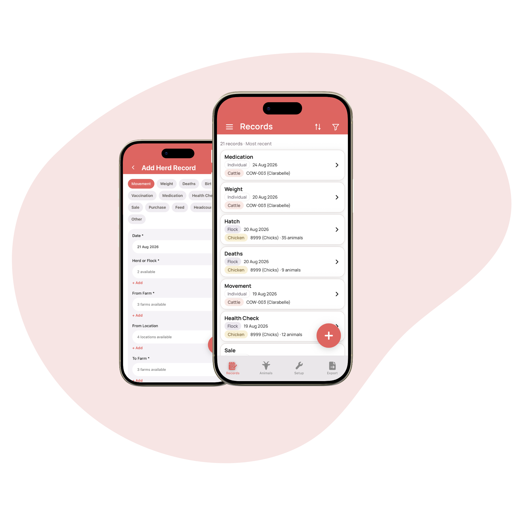 Add Record and Records screens in LivestockBook
